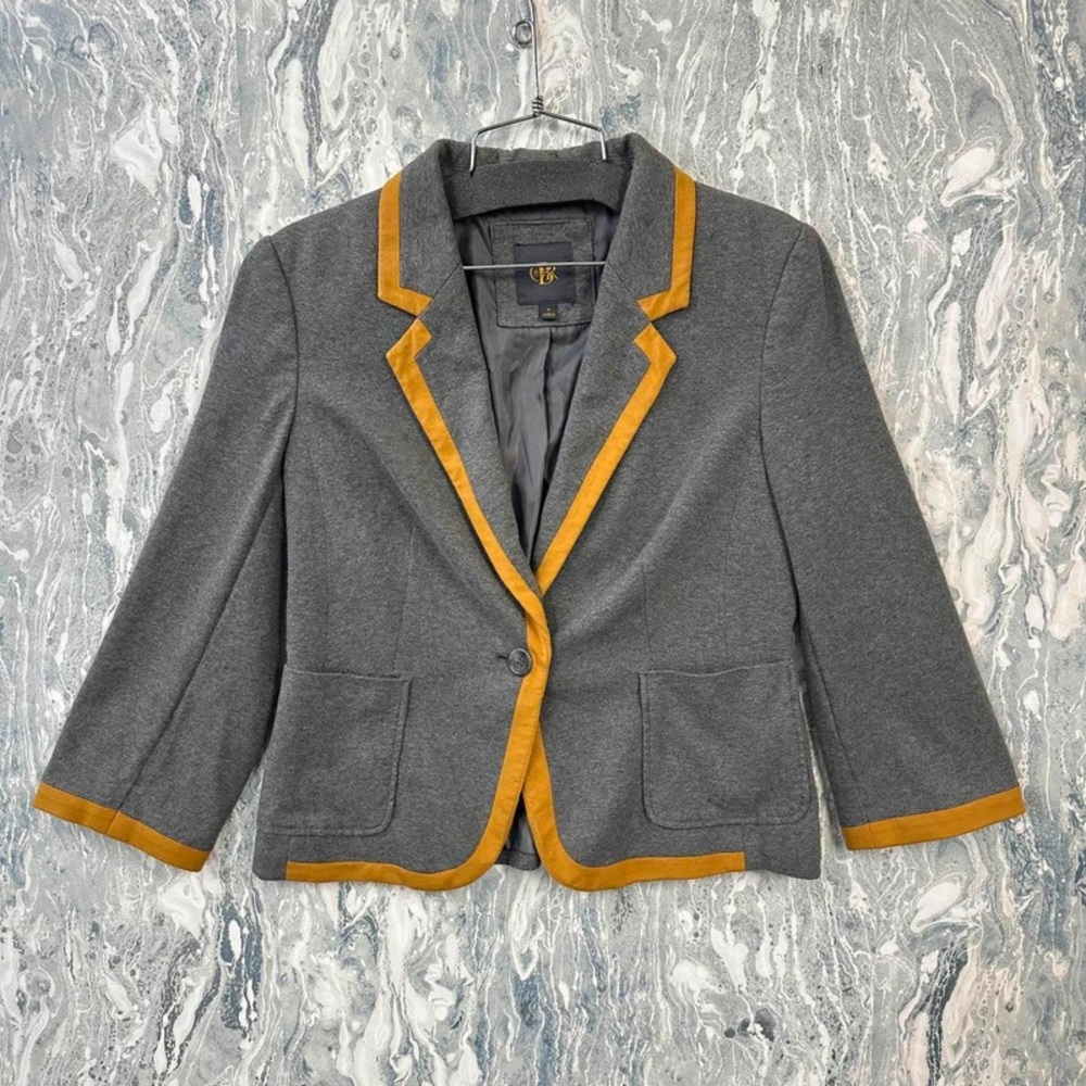 Elegant Gray Blazer with Gold Accents